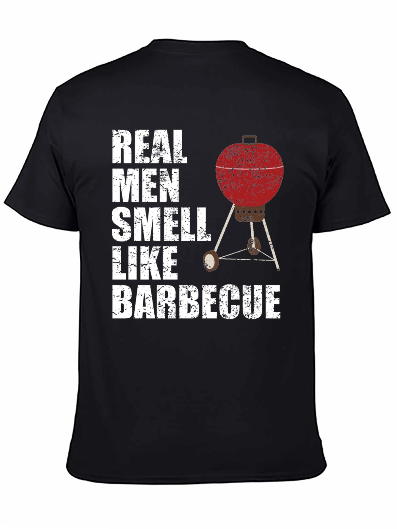 Black Real Men Smell Like Barbecue T-Shirt view 4