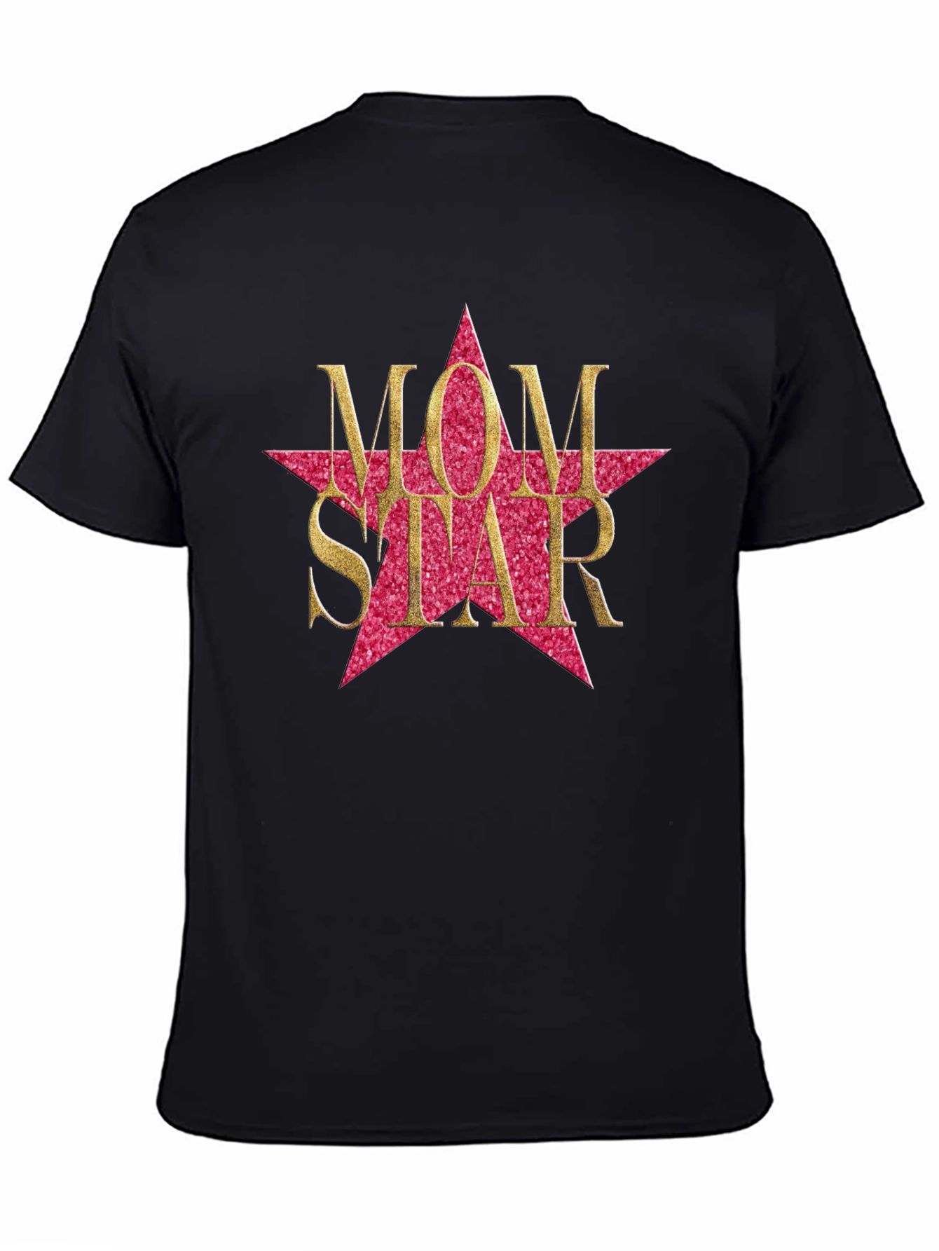 Black Mom Star Graphic Tee - Black Cotton Blend view 4