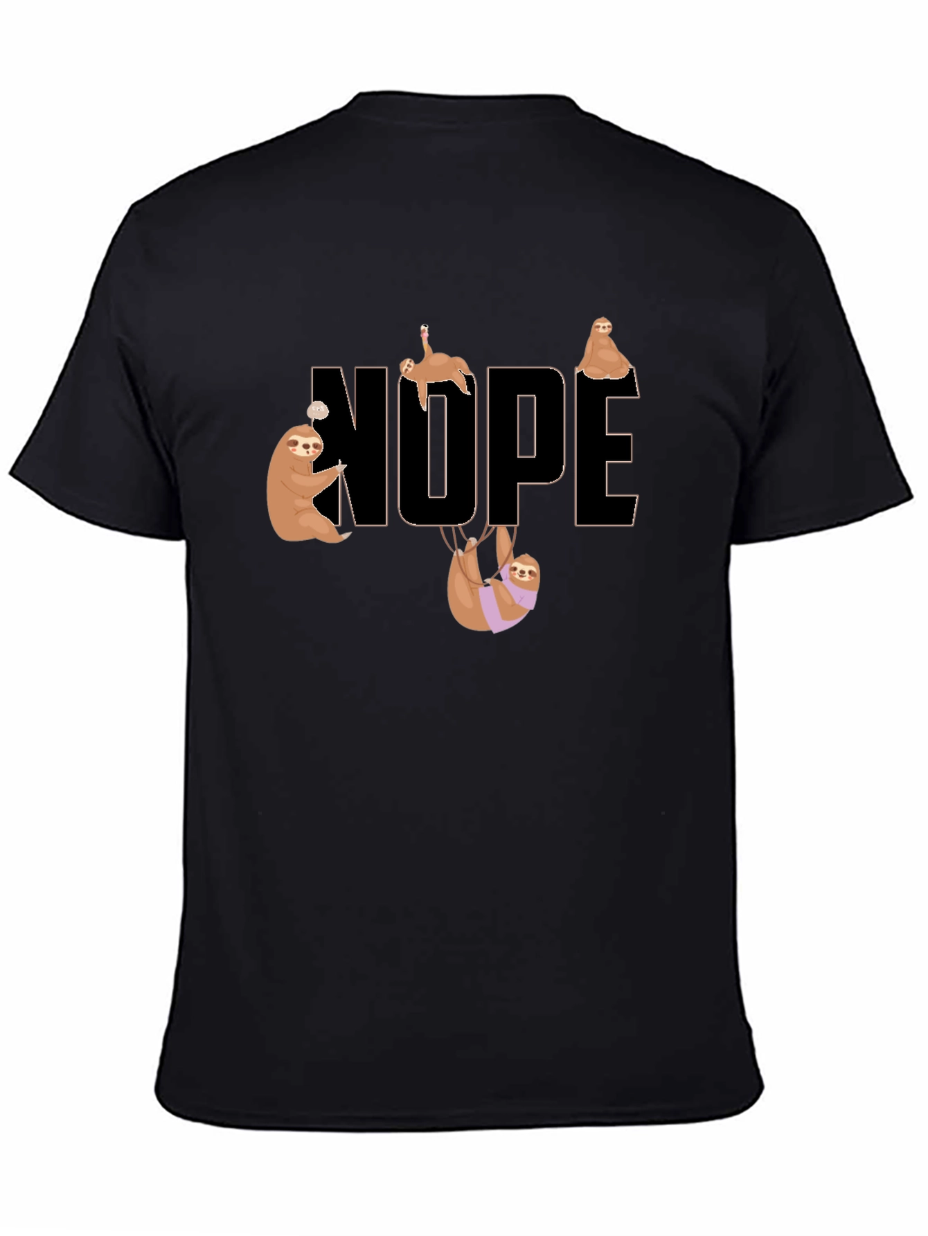 Black Nope Sloth Graphic T-Shirt view 4