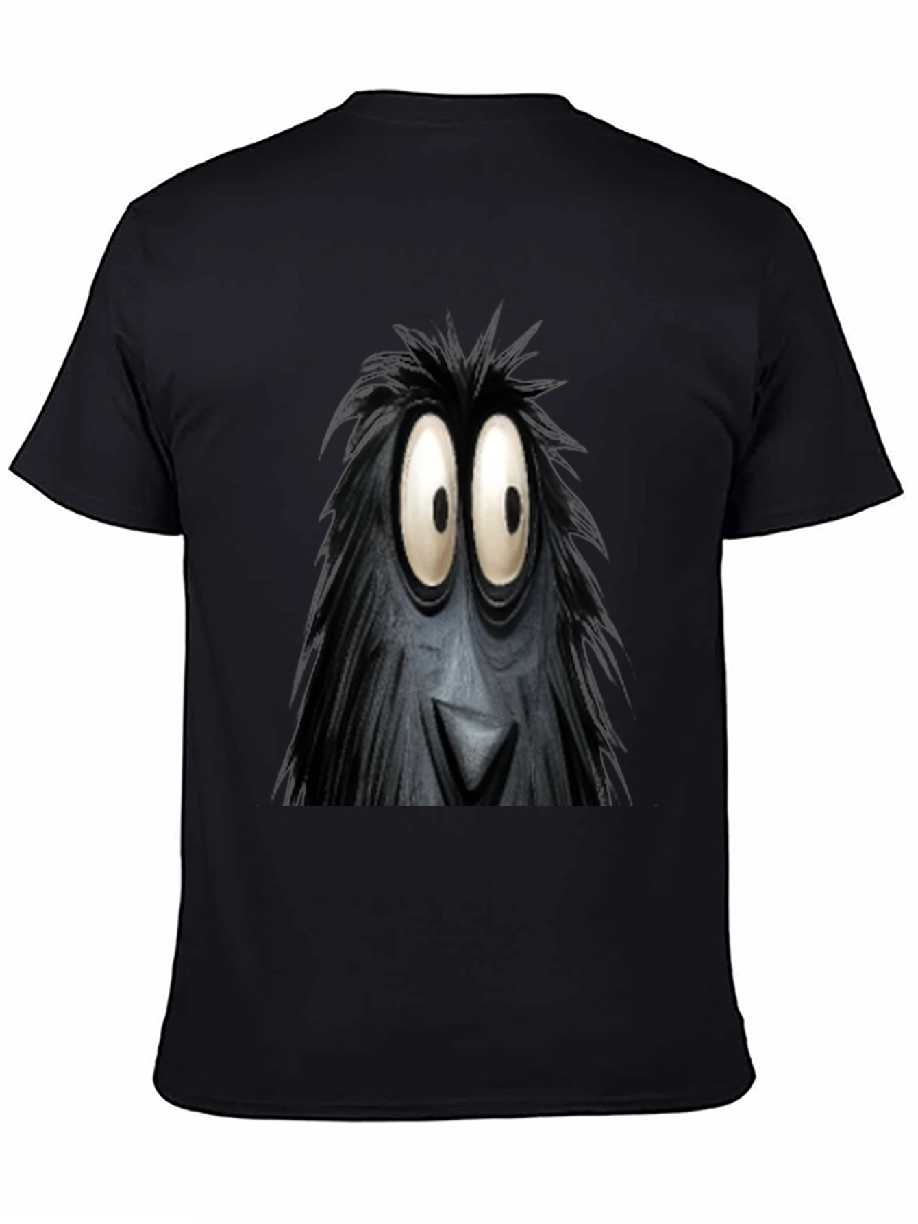 Black Fun Cartoon Monster Face Graphic Black T-Shirt view 4