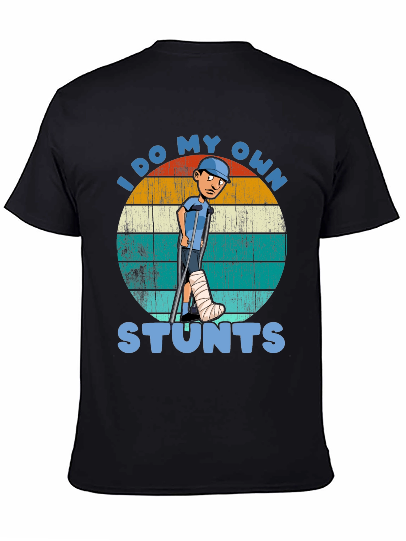 Black I Do My Own Stunts T-Shirt - Funny Injury Tee view 4
