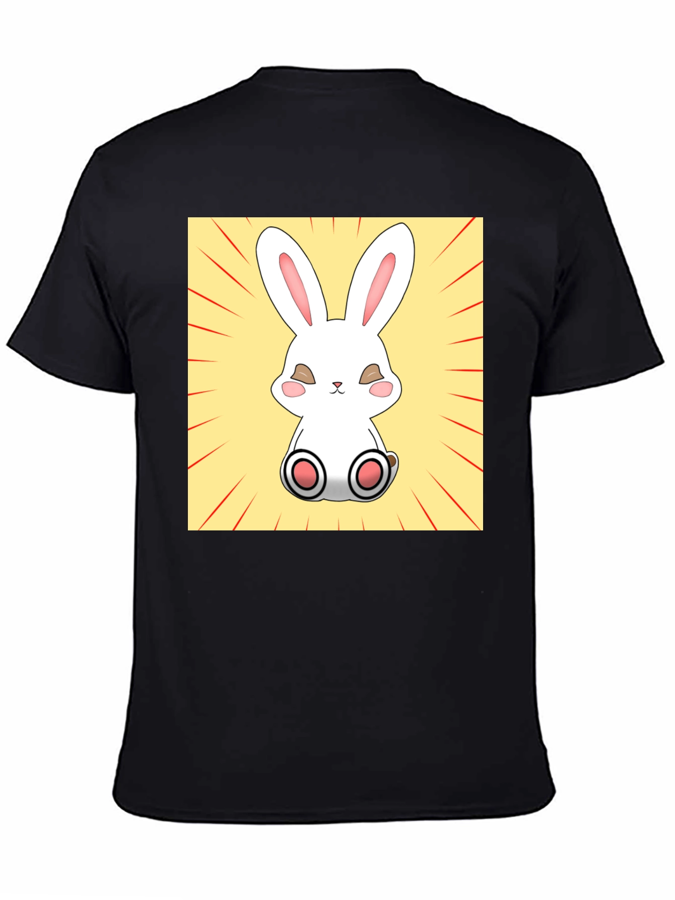 Cute Bunny Graphic Tee - Black Cotton T-Shirt - 4
