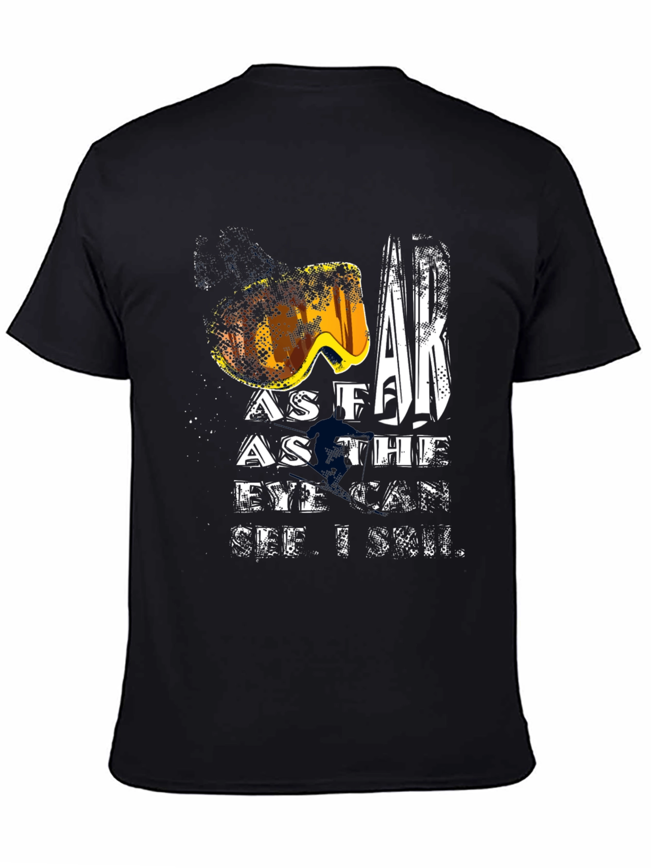 Black Ski Goggles T-Shirt - As Far As The Eye Can See view 4