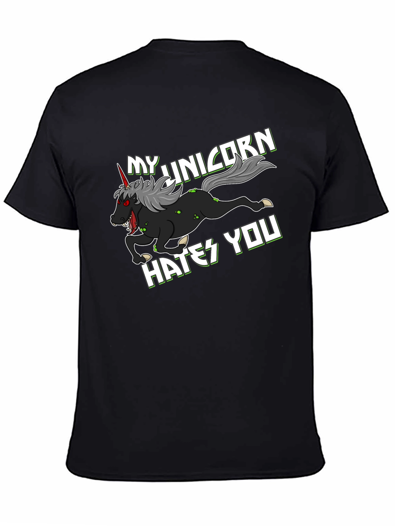 Black My Unicorn Hates You T-Shirt view 4