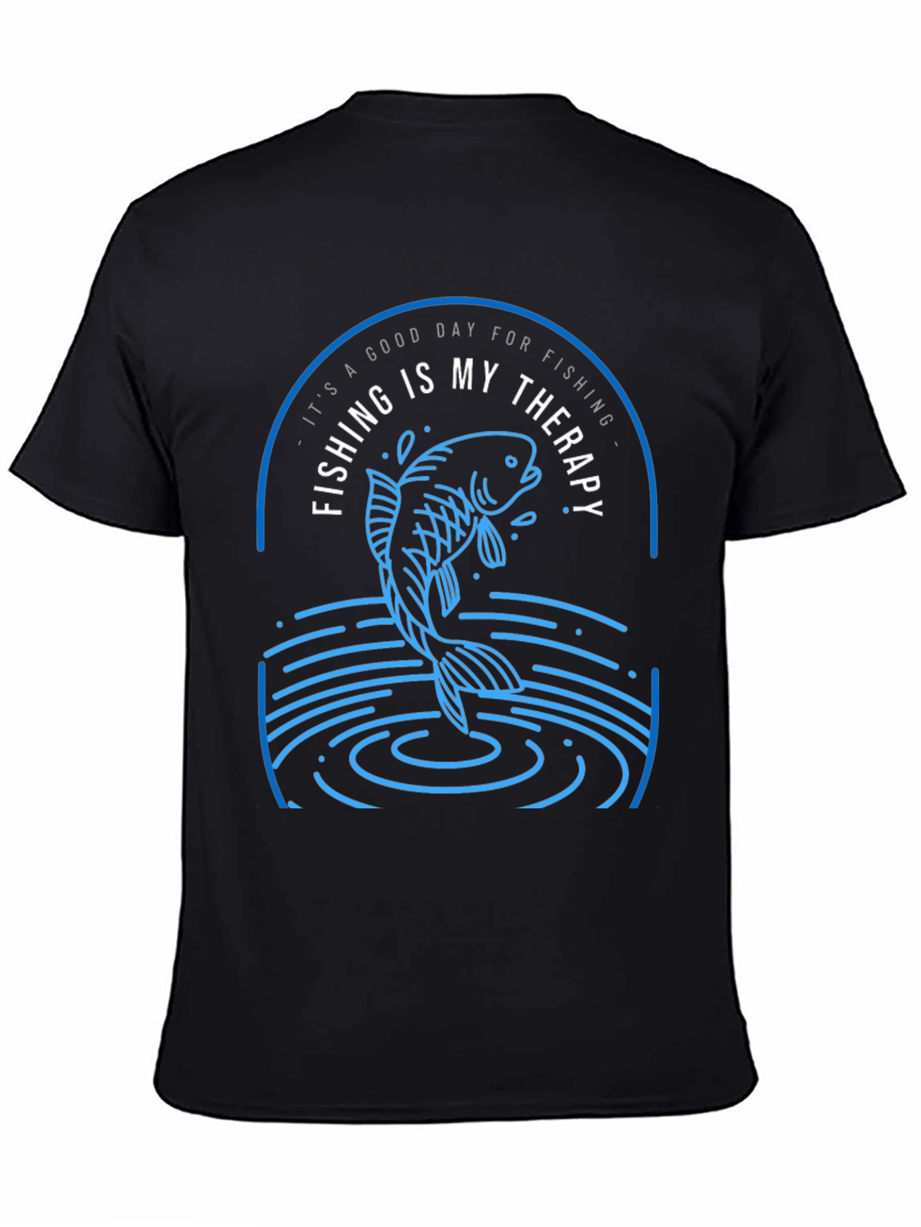 Black Fishing Is My Therapy T-Shirt view 4