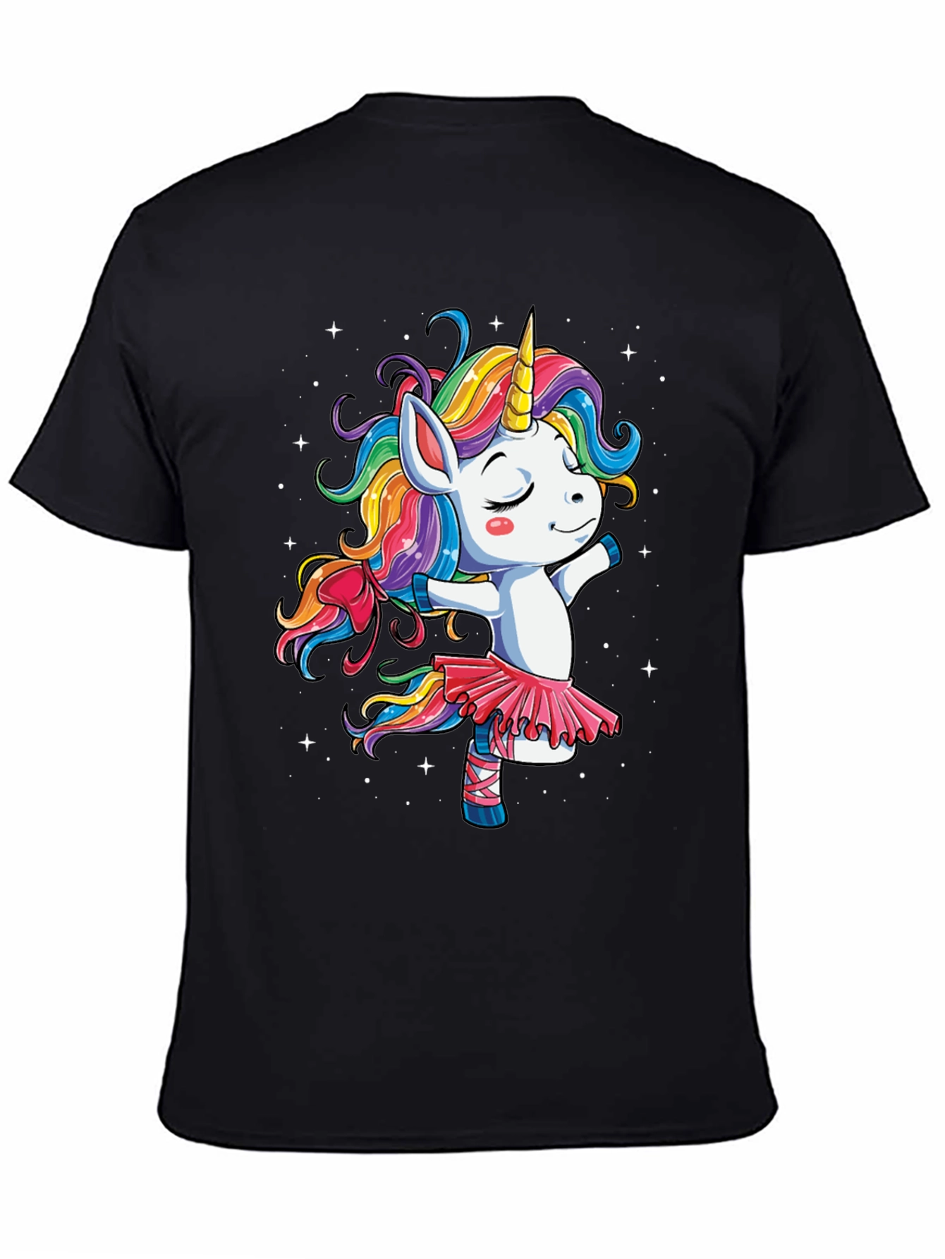 Black Unicorn Ballerina Black T-Shirt view 4