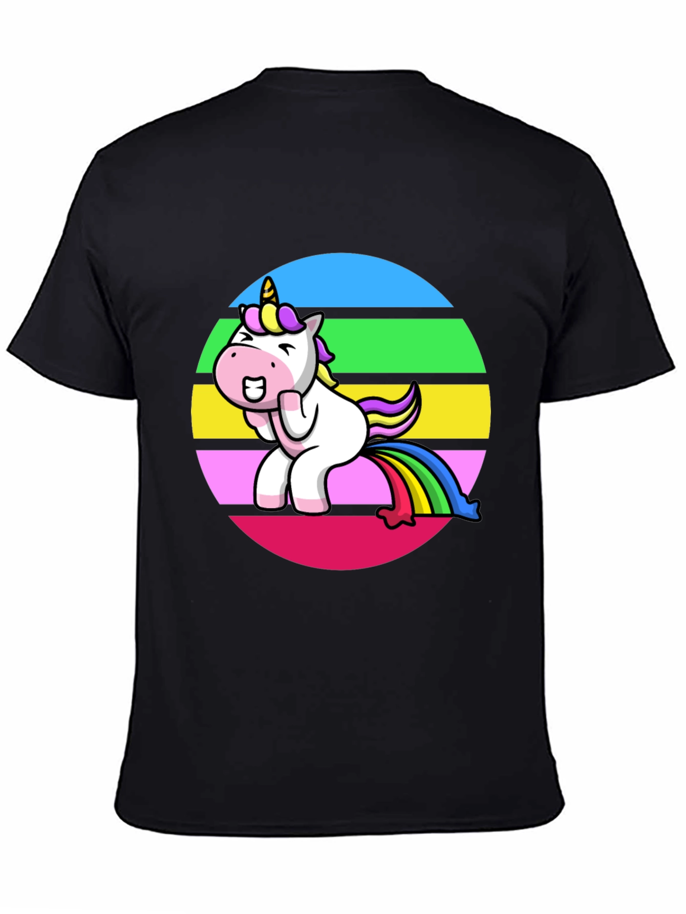 Black Unicorn Rainbow Humor Graphic Tee view 4