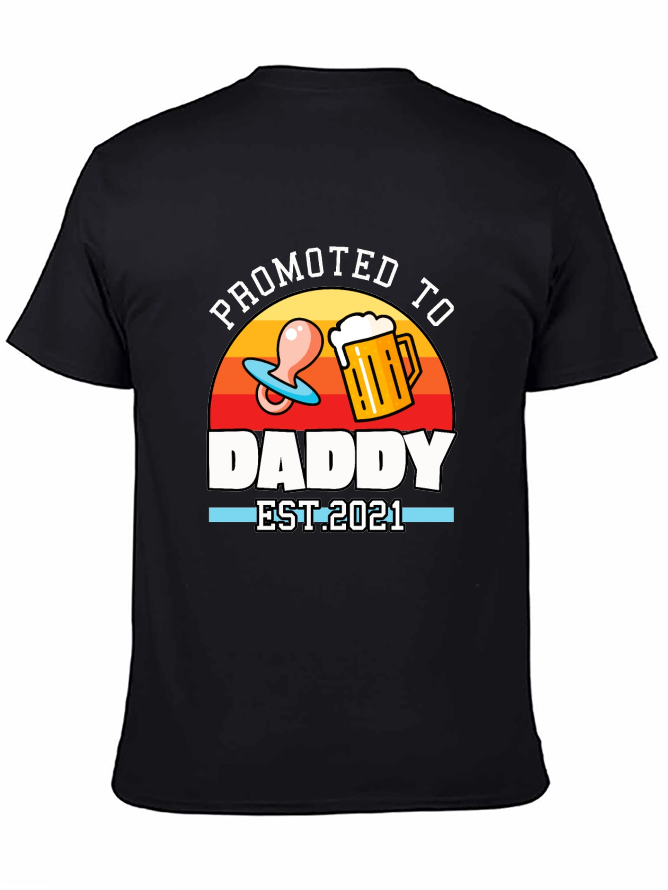 Black Promoted to Daddy EST 2021 T-Shirt view 4