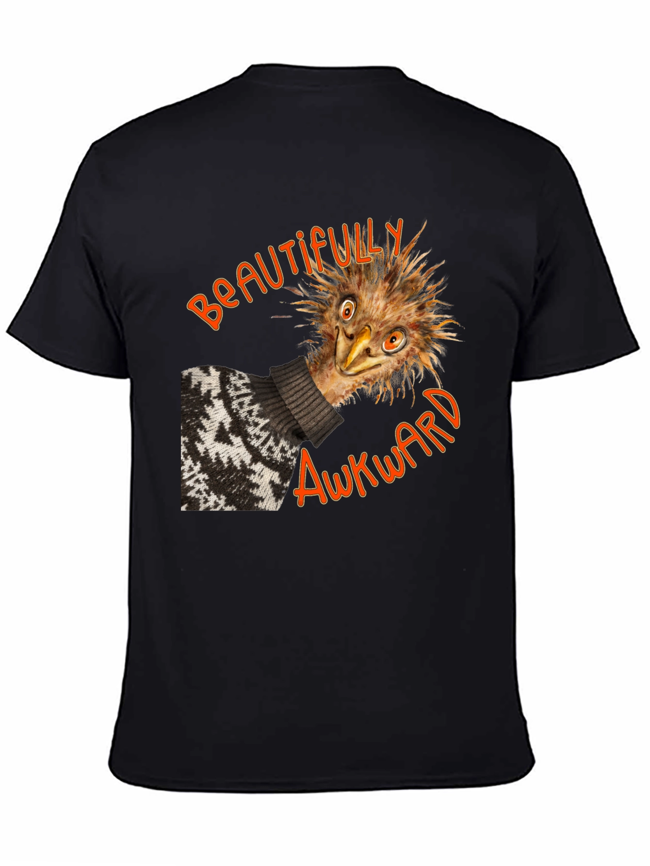 Black Beautifully Awkward Emu Graphic Tee view 4