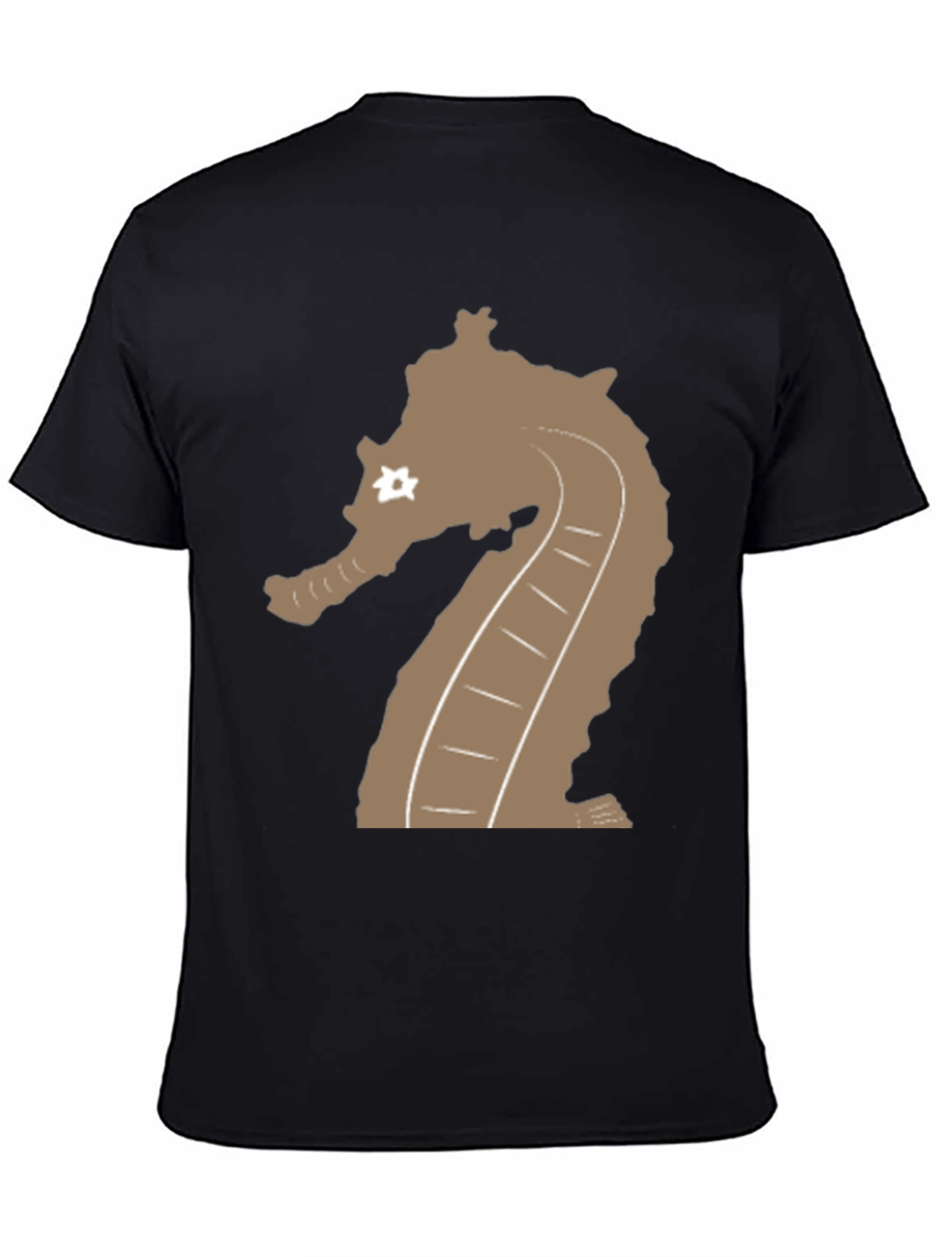 Black Black T-Shirt with Seahorse Graphic view 4