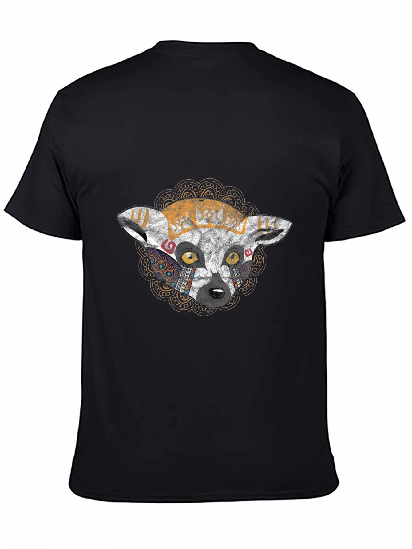 Black Abstract Lemur Graphic Black T-Shirt view 4