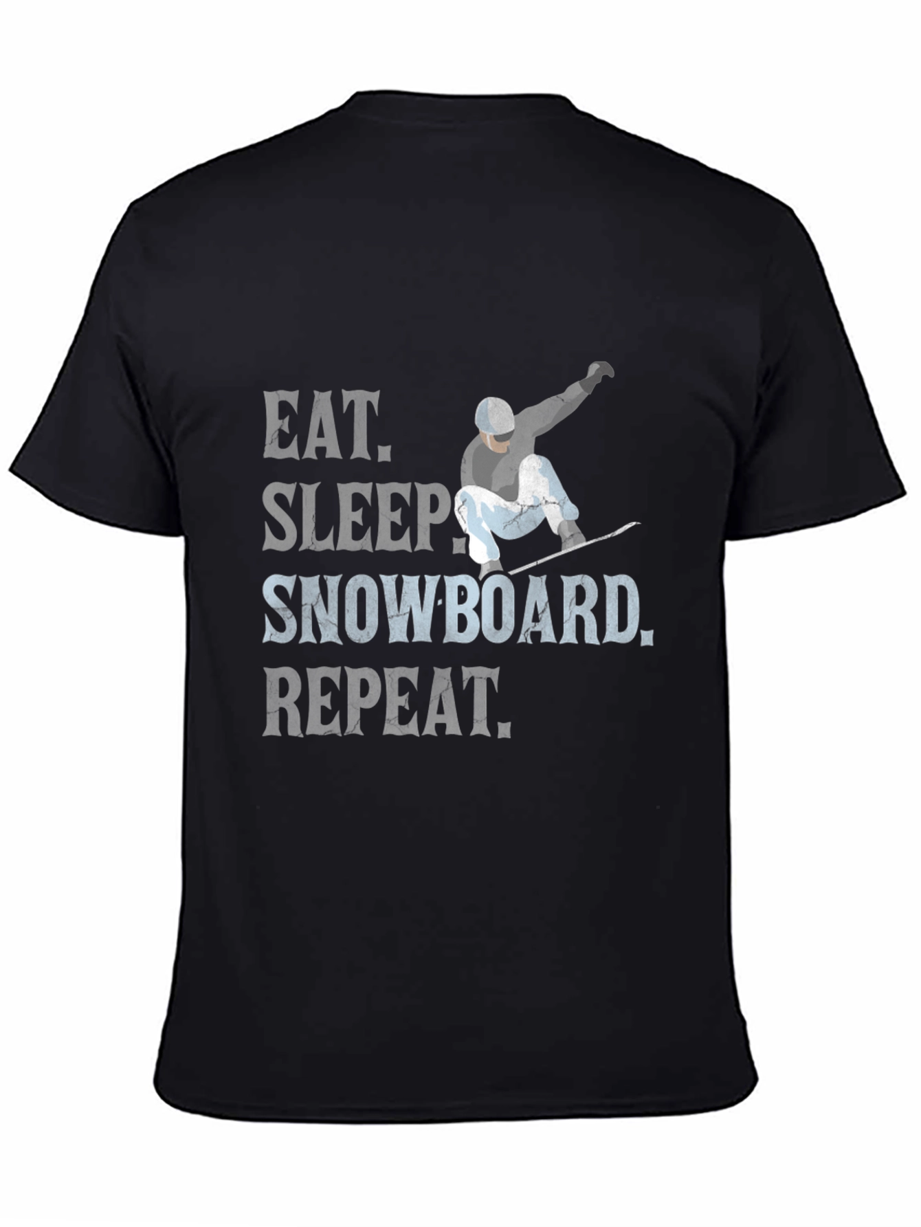 Black Eat Sleep Snowboard Repeat T-Shirt view 4