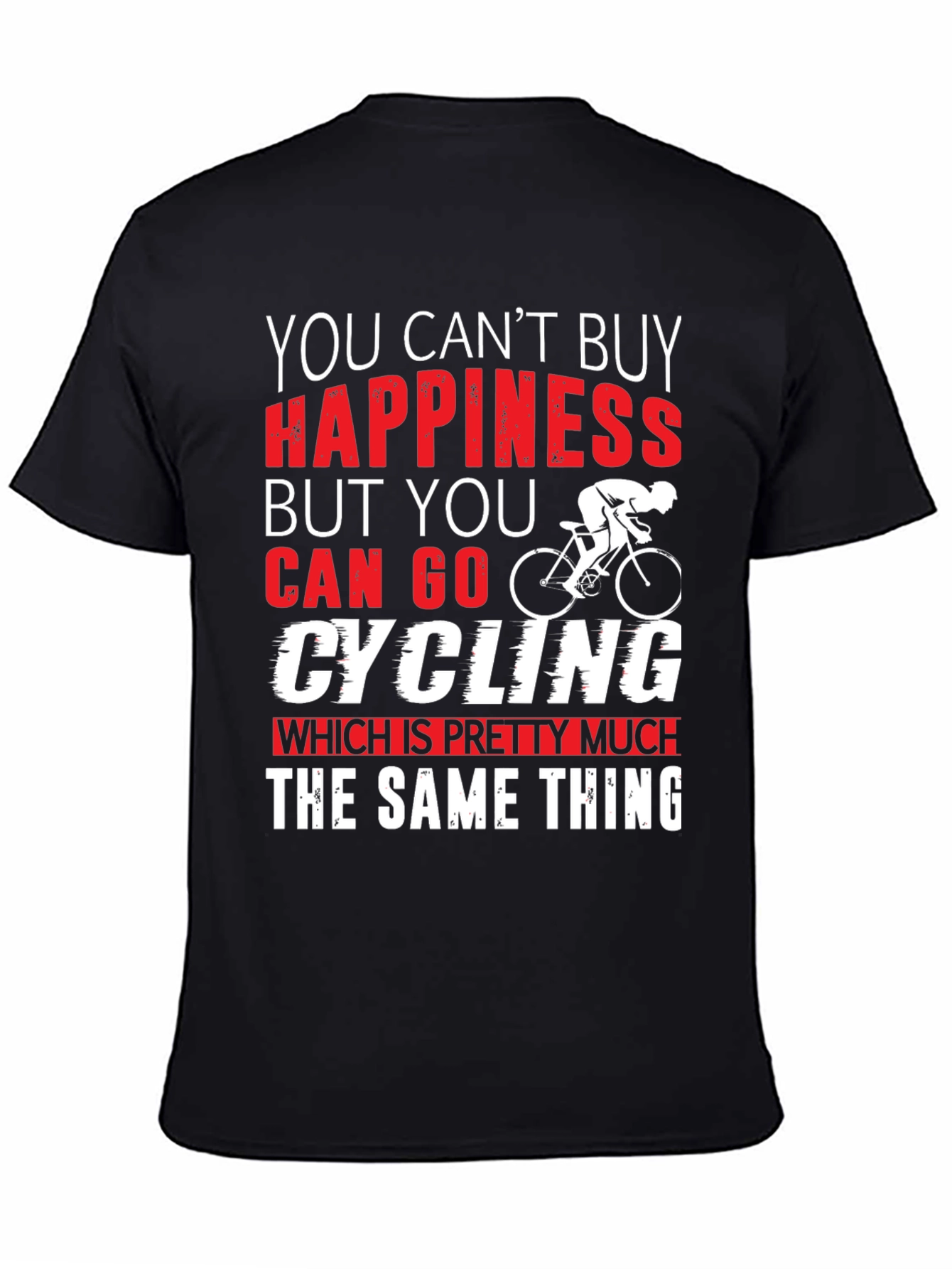 Black Cycling Happiness T-Shirt | Bike Lover Gift view 4