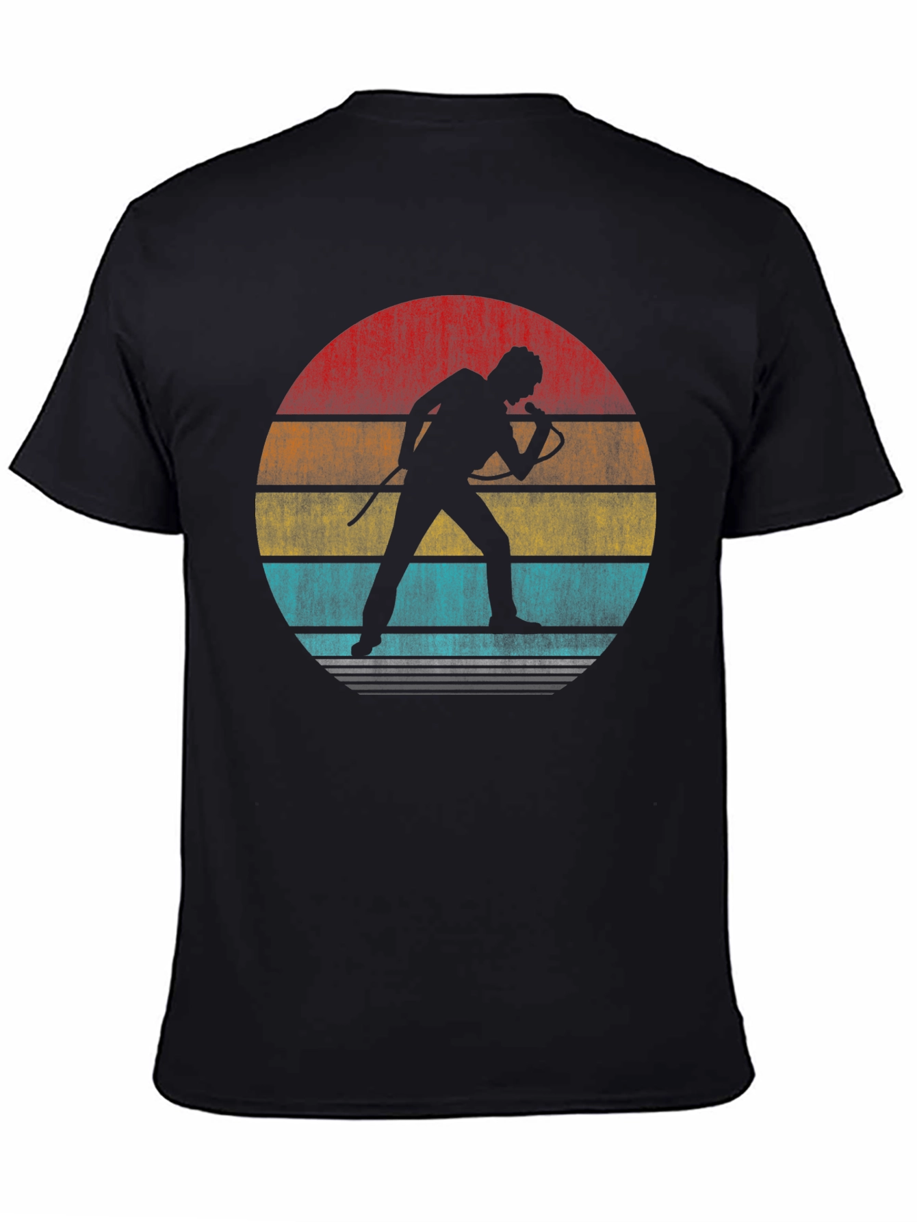 Black Retro Singer Silhouette Graphic T-Shirt view 4
