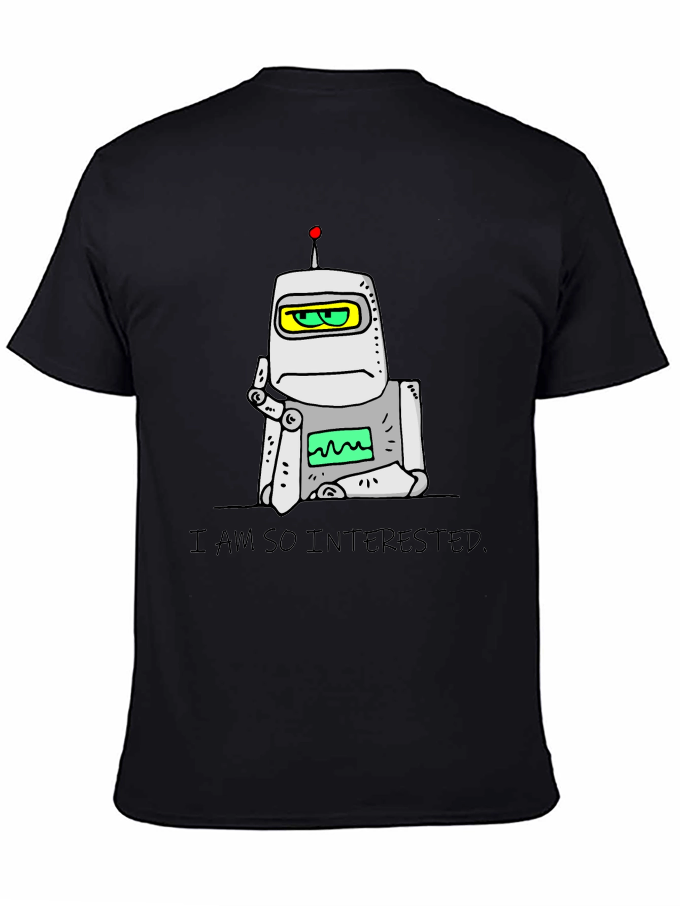 Black Interested Robot Graphic T-Shirt view 4