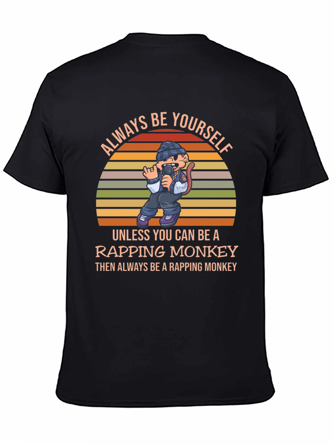 Black Rapping Monkey Graphic T-Shirt - Be Yourself view 4