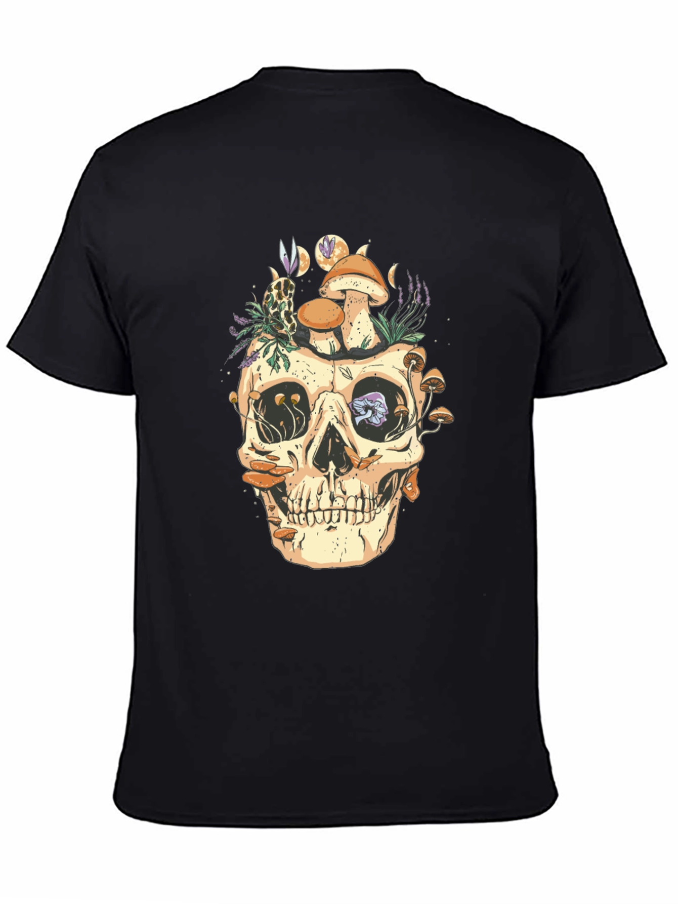 Black Skull & Mushroom Graphic T-Shirt view 4