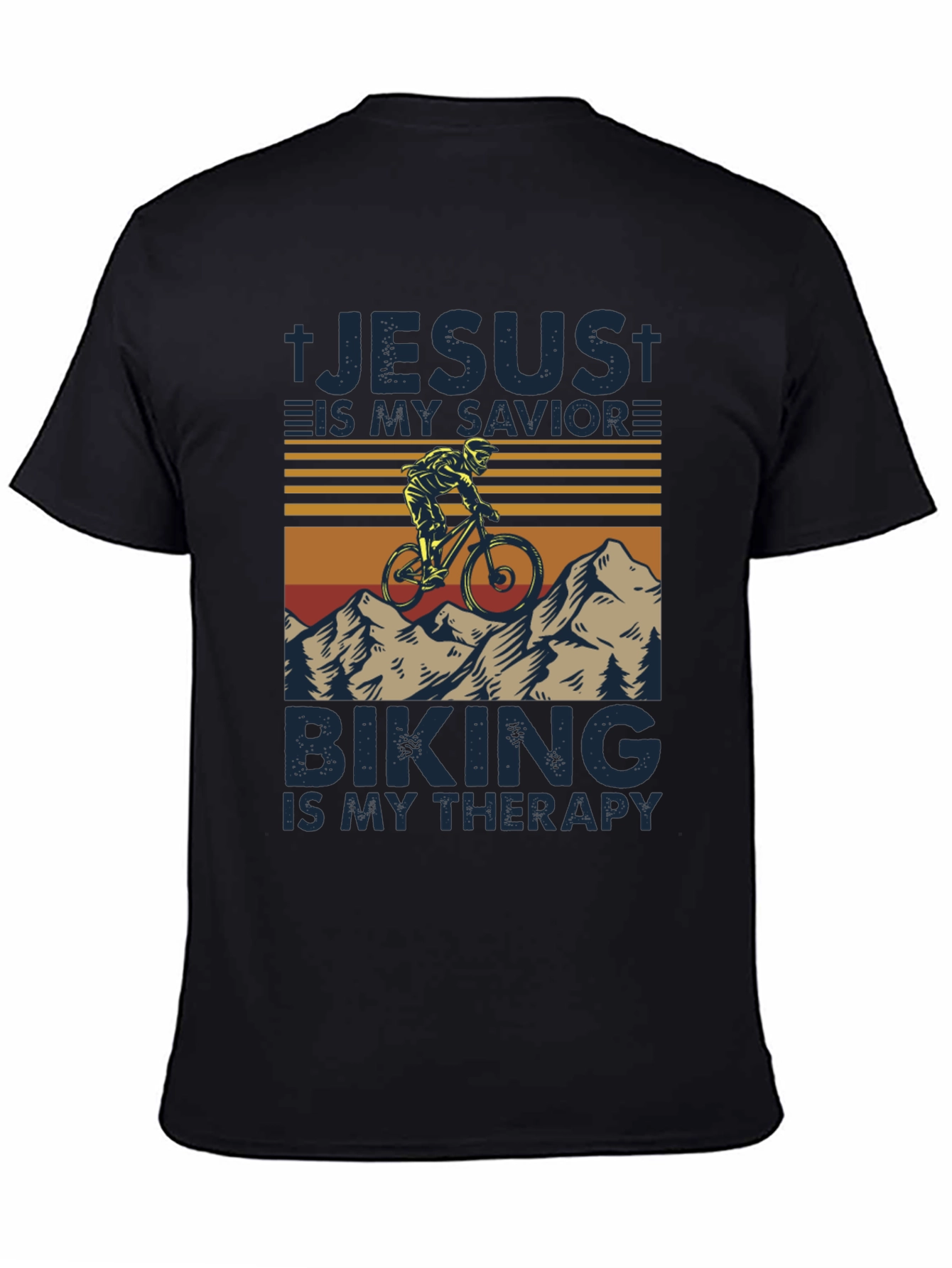 Jesus Is My Savior Biking Is My Therapy T-Shirt - 4