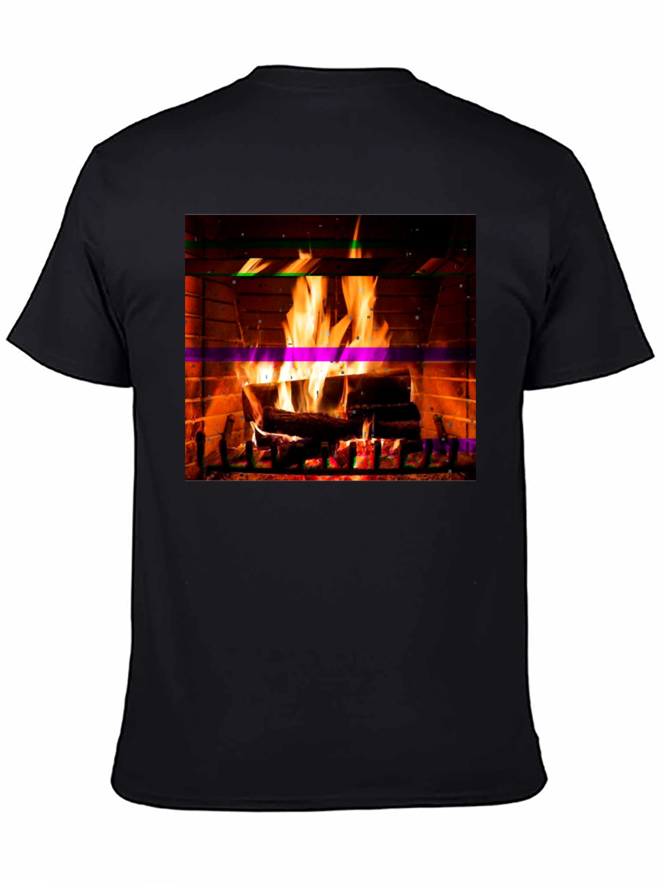 Black Cozy Fireplace Graphic T-Shirt view 4