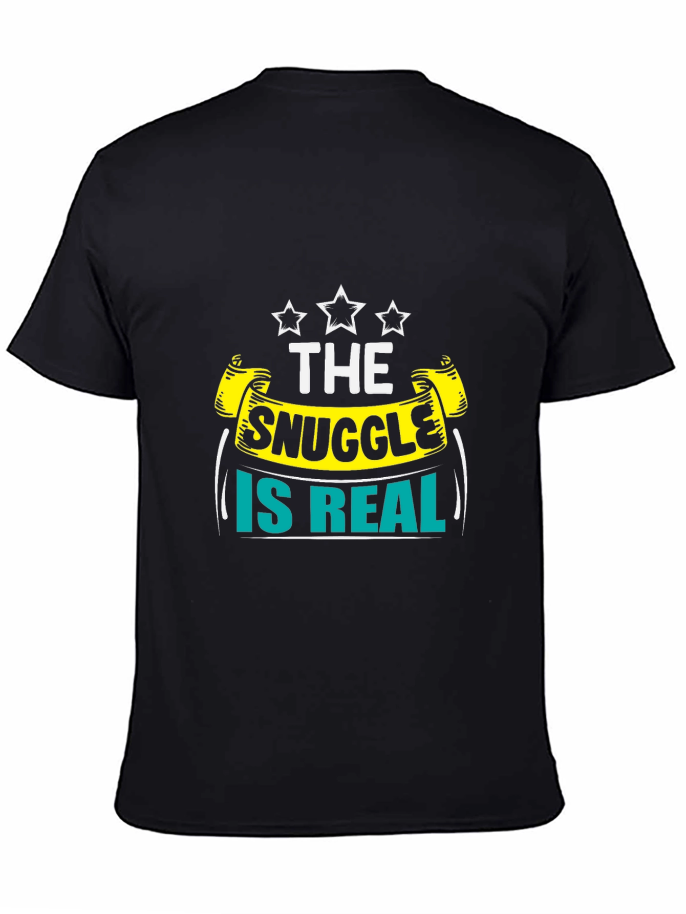 Black The Snuggle is Real Graphic T-Shirt view 4