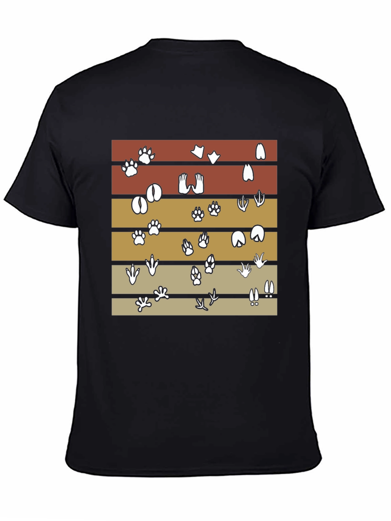 Black Animal Tracks Retro T-Shirt view 4
