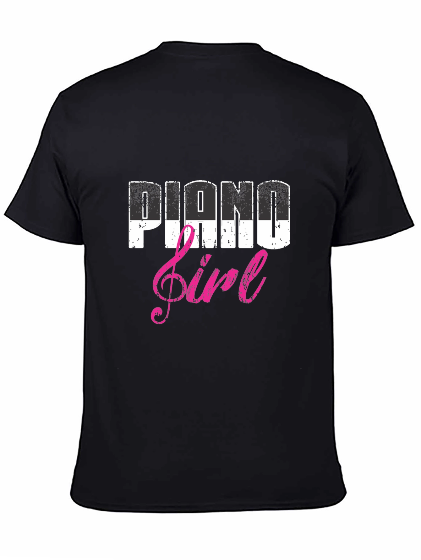 Black Piano Girl Tee - Music Lover T-Shirt view 4