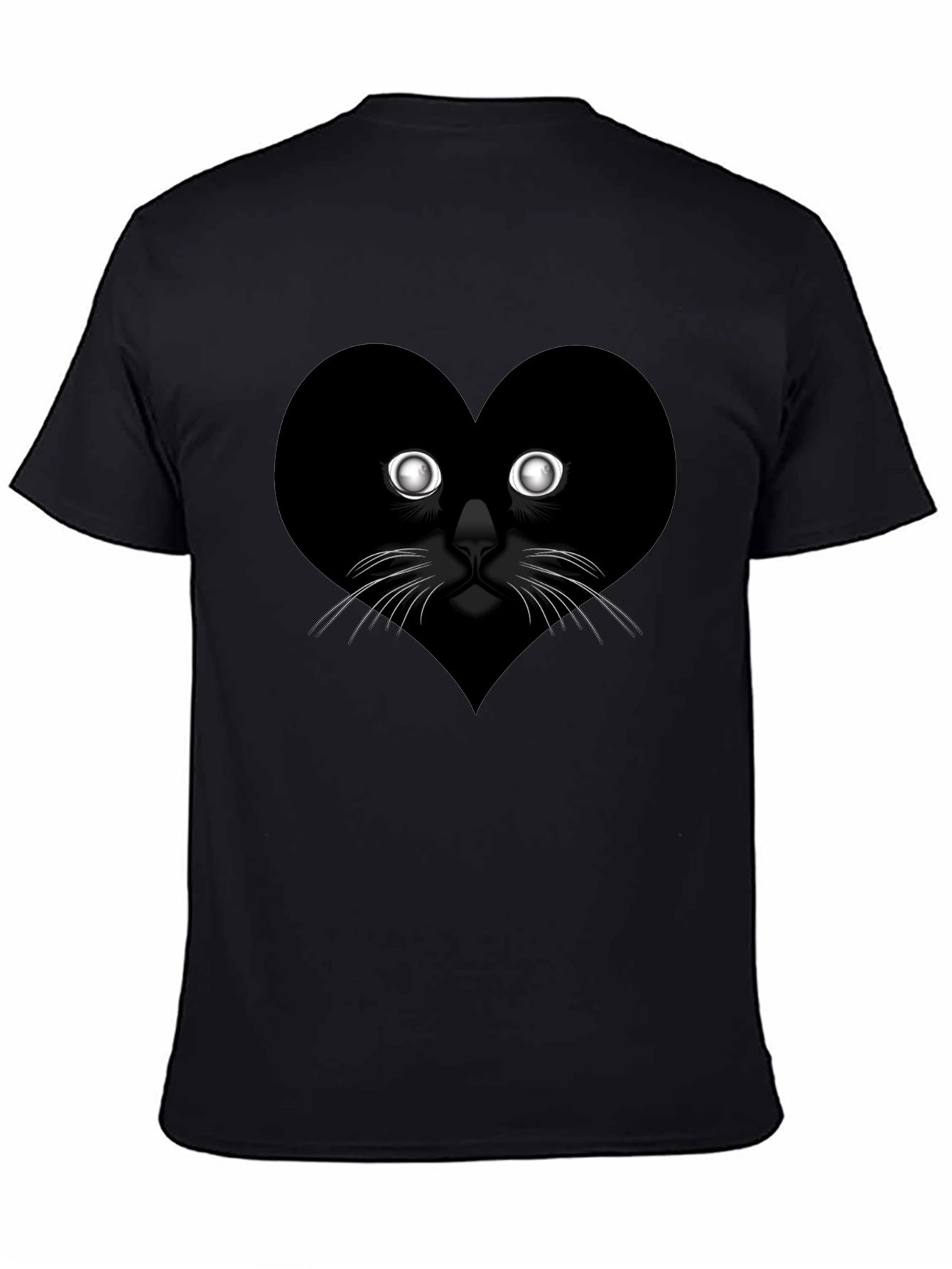 Black Heart Cat Graphic Tee - Black Casual T-Shirt view 4