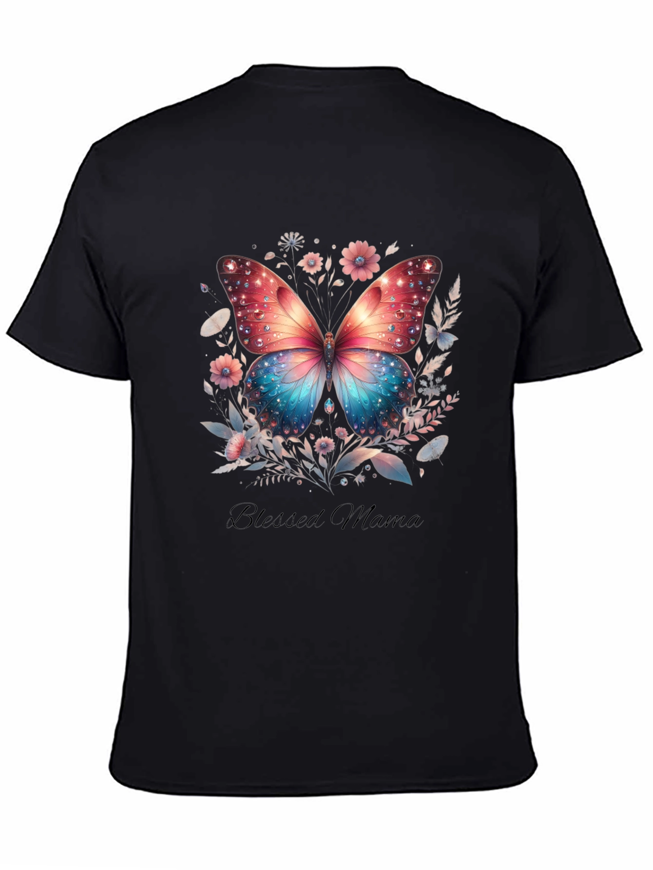 Black Blessed Mama Butterfly Graphic Tee view 4