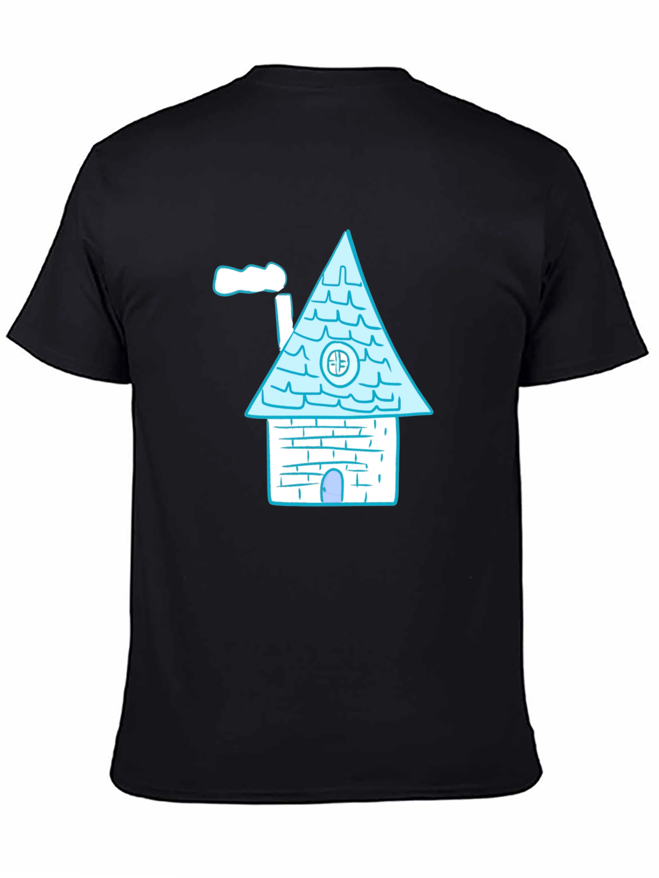 Black Whimsical House Graphic Tee - Black view 4