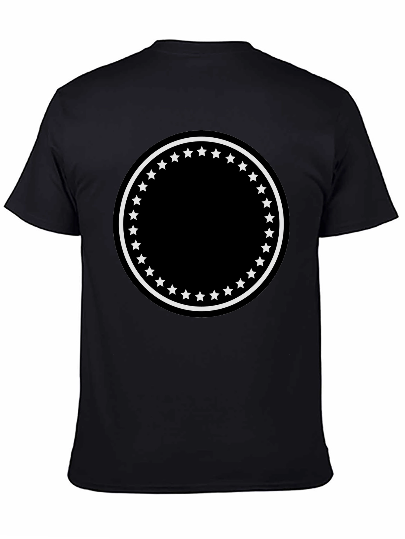 Black Men's Black T-Shirt with Star Circle Design view 4