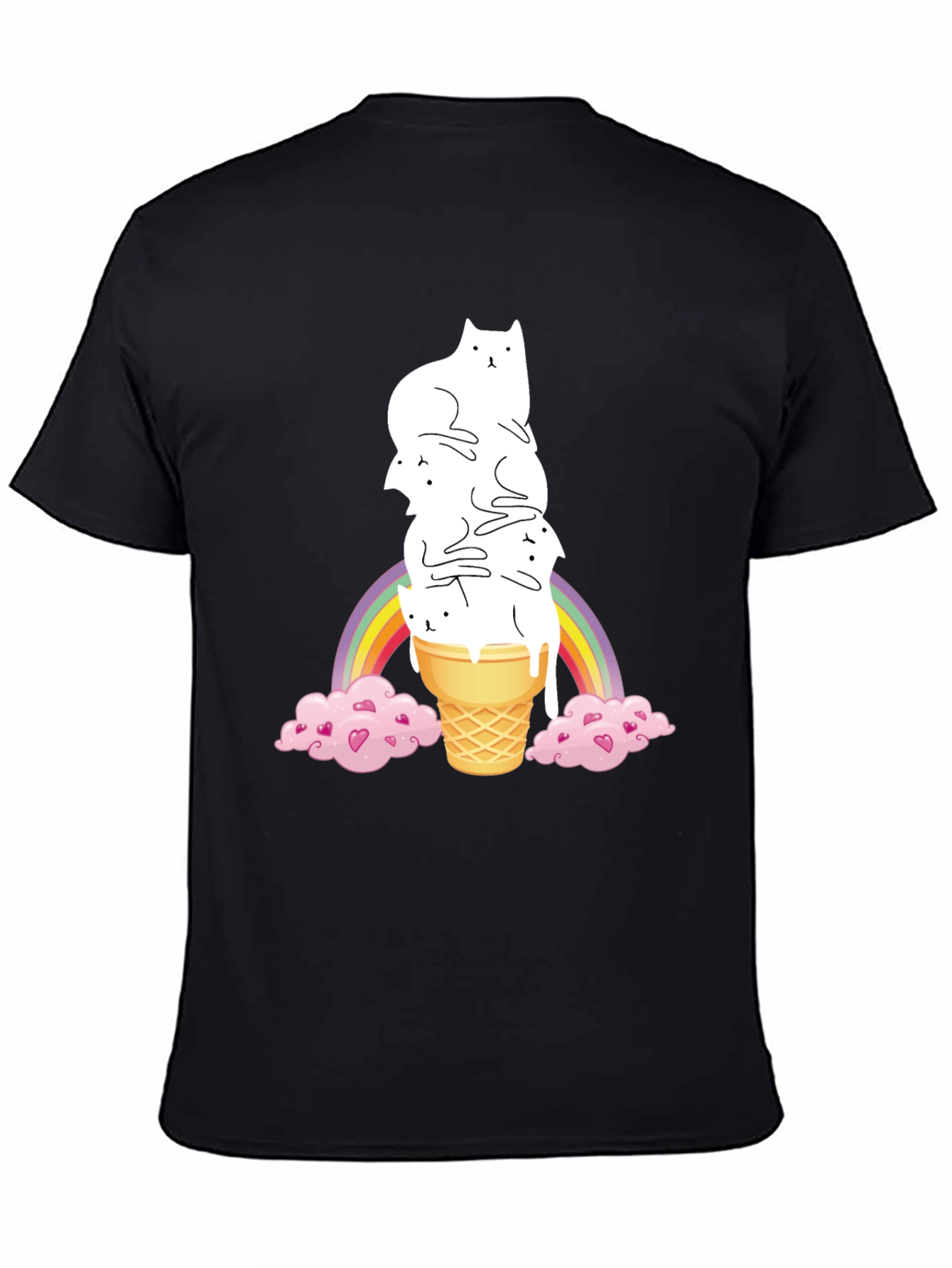 Black Cat Ice Cream Rainbow Graphic Tee view 4