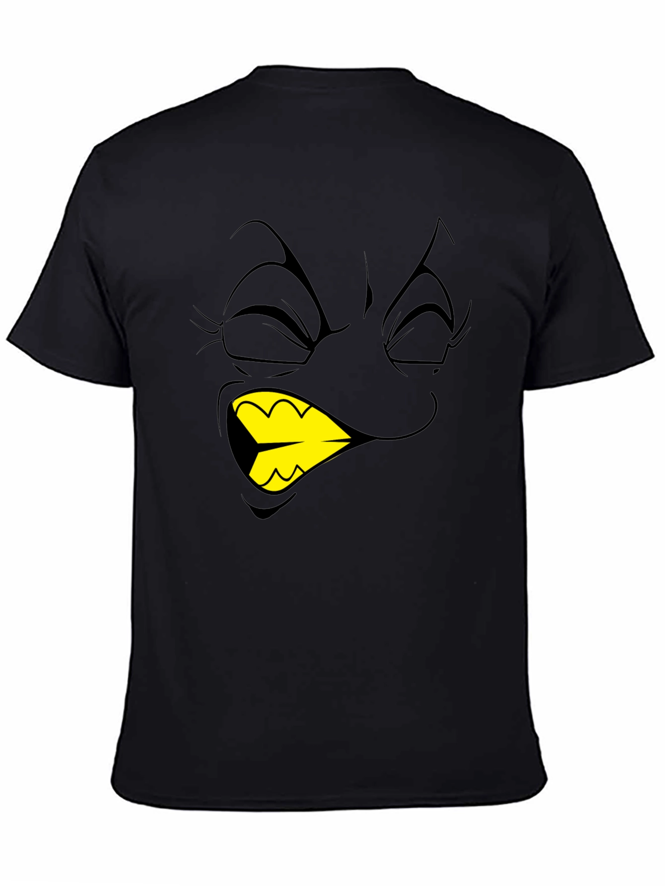 Black Cartoon Face Graphic T-Shirt - Black view 4