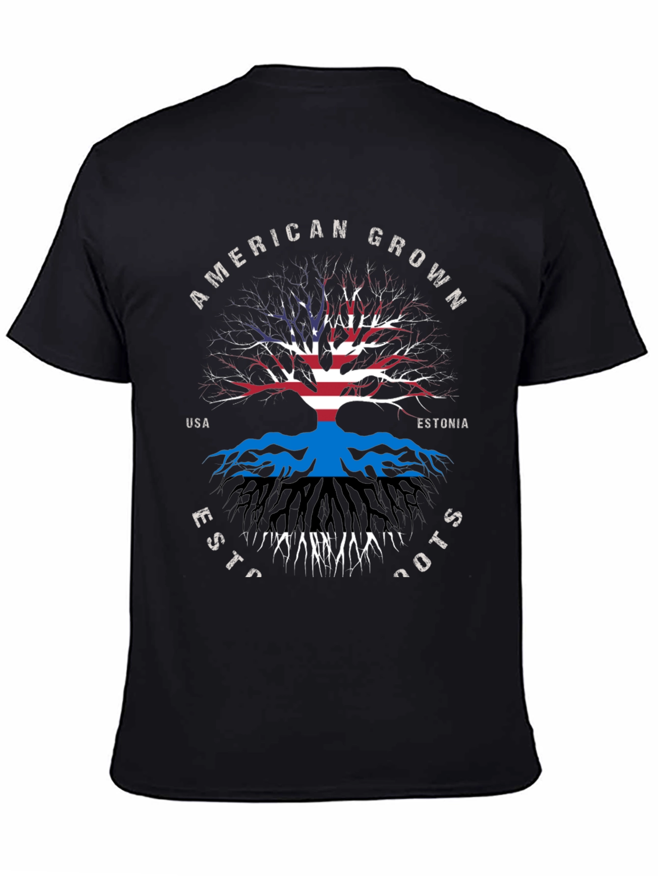 Black American Grown Estonia Roots Graphic Tee view 4