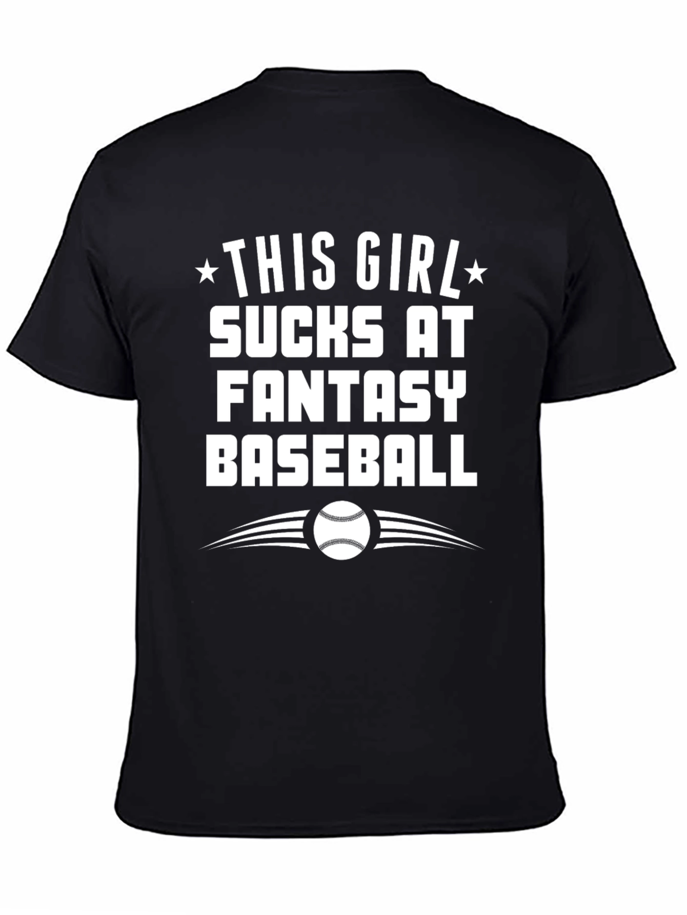 Black Funny Fantasy Baseball T-Shirt - Sucks at Baseball view 4