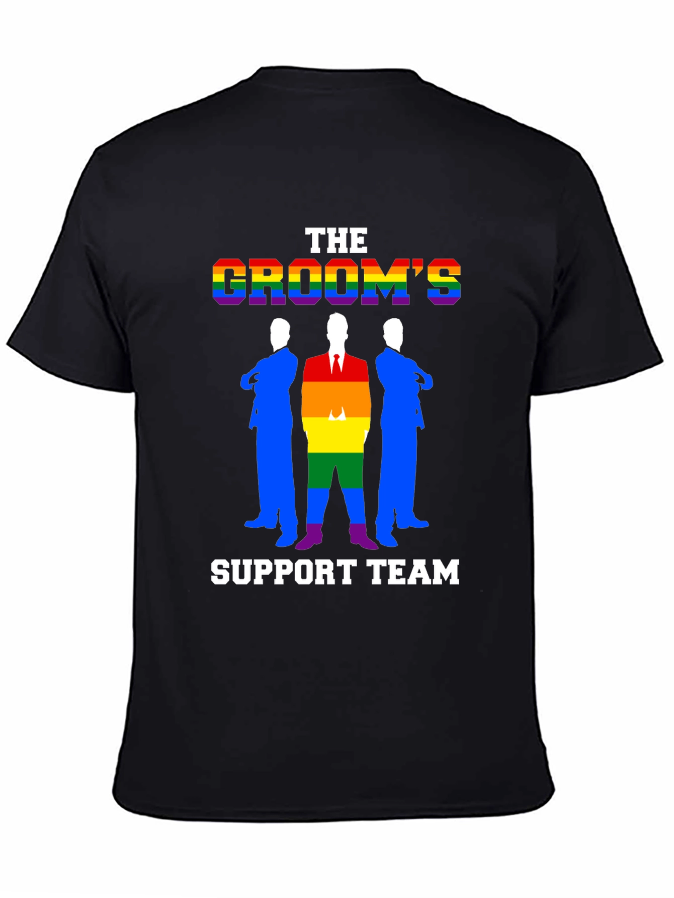 Black Groom's Support Team T-Shirt - LGBTQ+ Pride Wedding Tee view 4