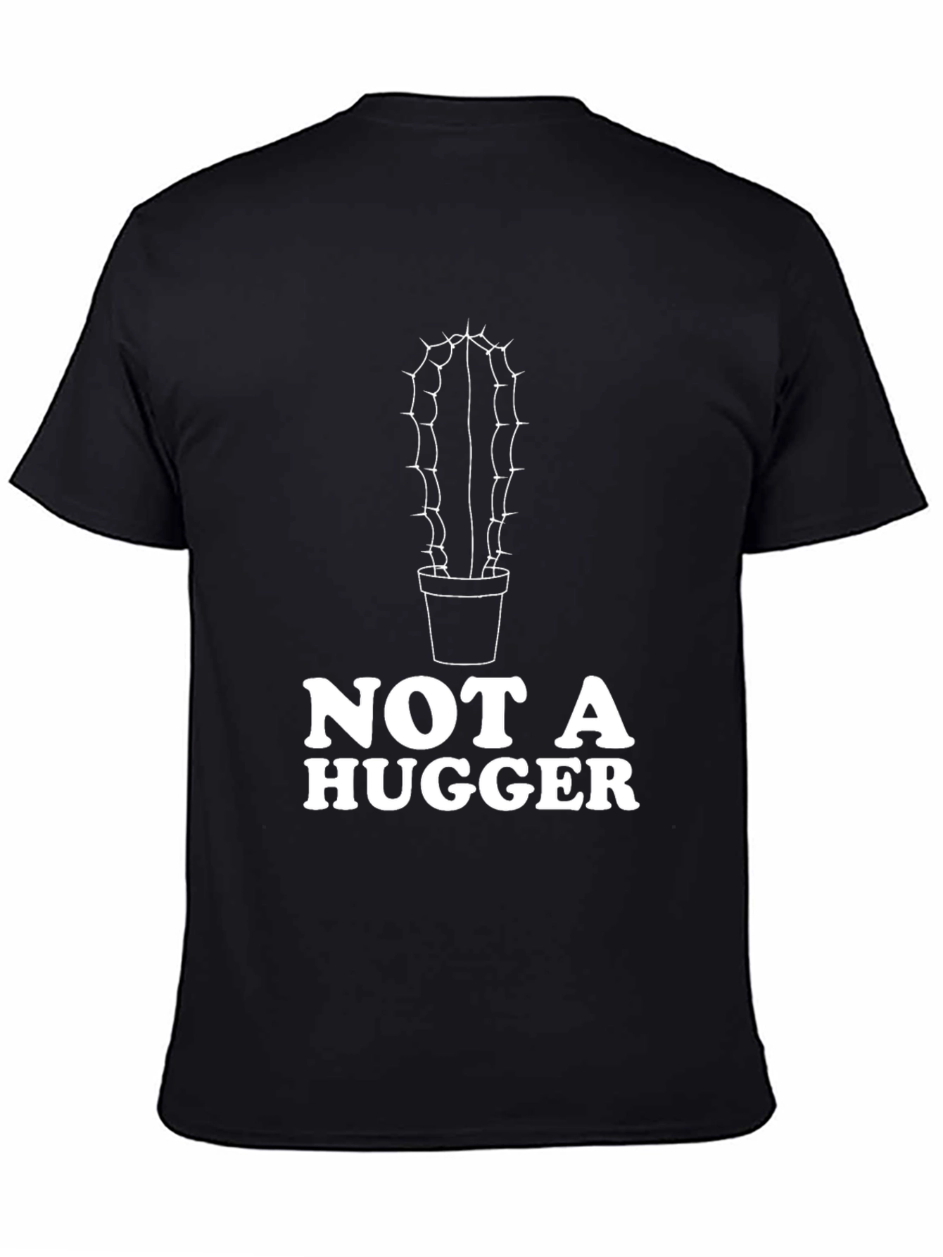 Black Not A Hugger Graphic Tee - Cactus Humor Shirt view 4