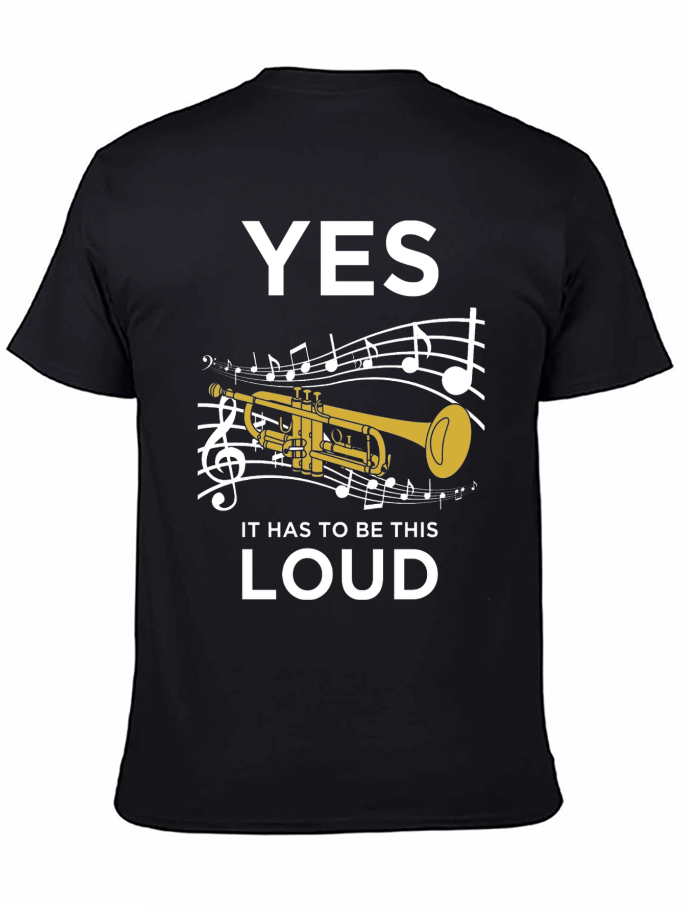 Black Funny Trumpet Musician Loud Music T-Shirt view 4