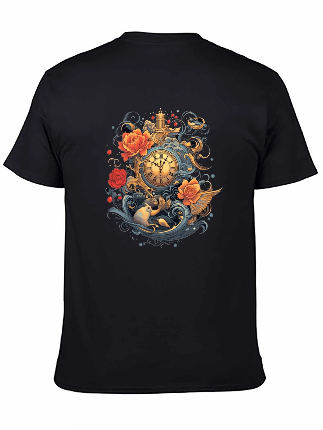Black Whimsical Clockwork T-Shirt view 4