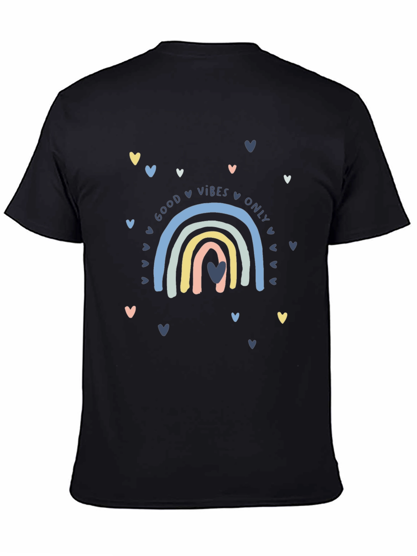 Black Good Vibes Rainbow Graphic Tee - Black view 4
