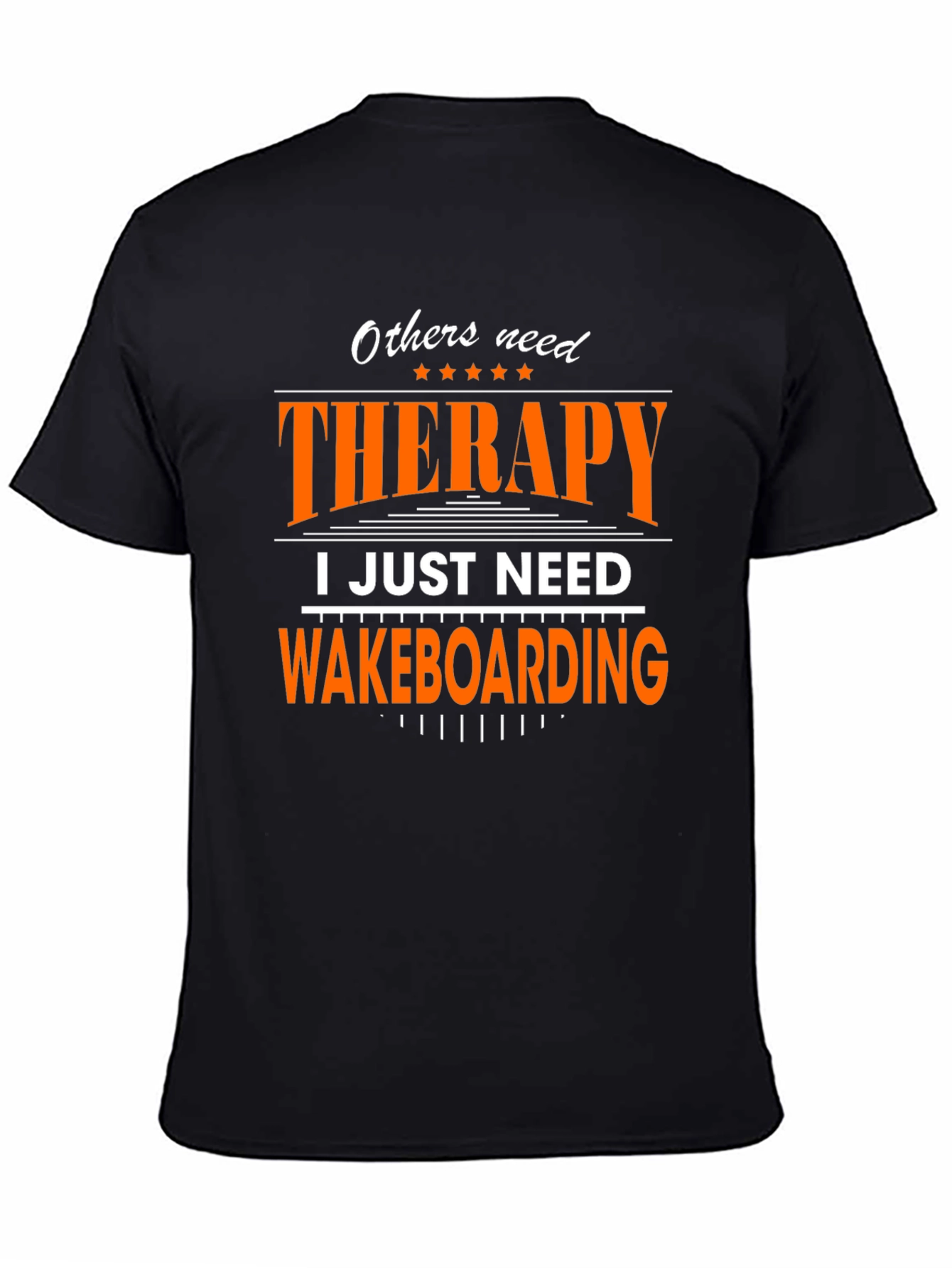 Black Wakeboarding Therapy T-Shirt - Funny Water Sports Tee view 4