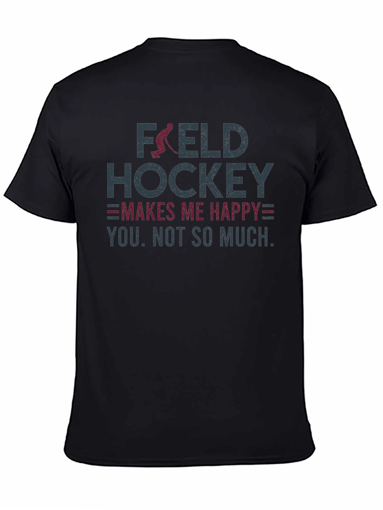 Black Field Hockey Makes Me Happy Graphic T-Shirt view 4
