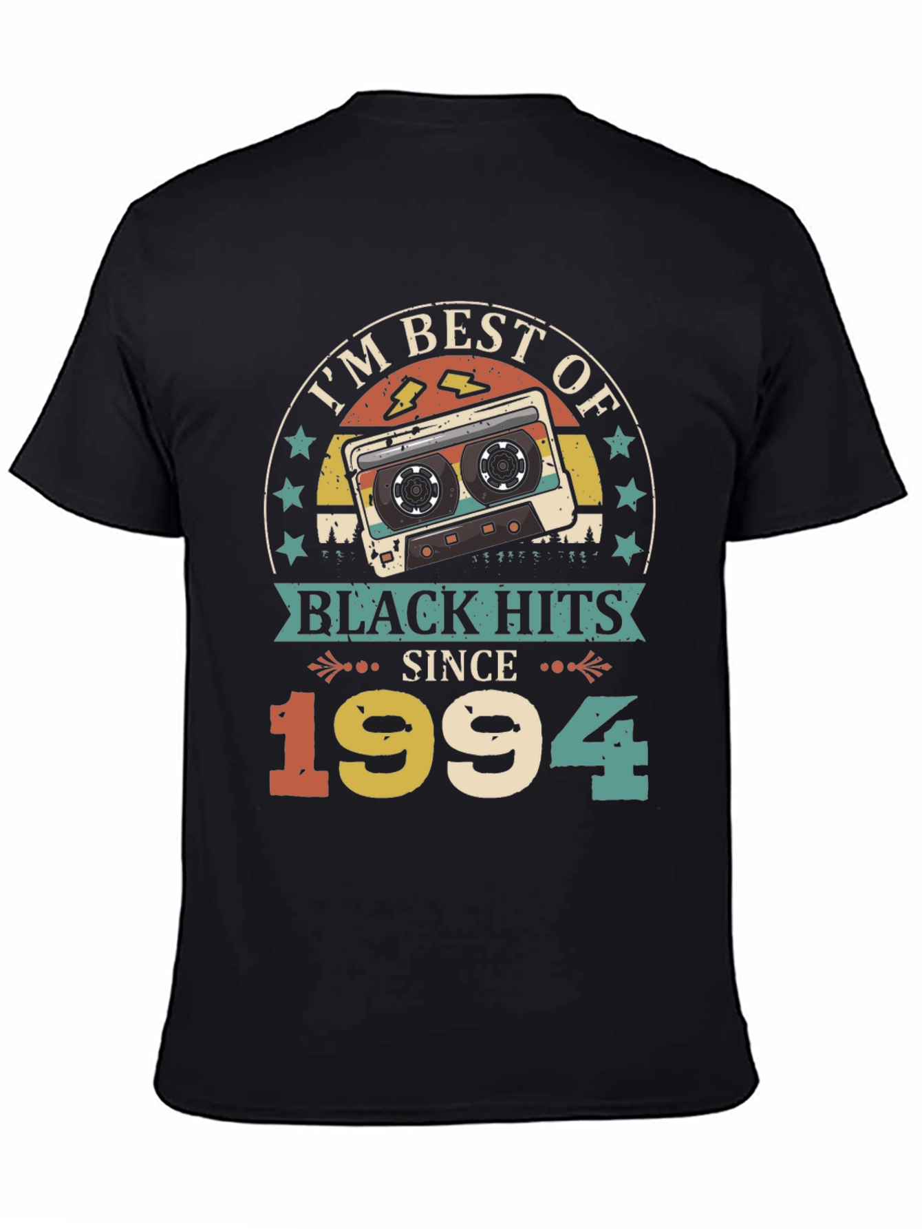 Black Best of Black Hits Since 1994 Retro Cassette T-Shirt view 4
