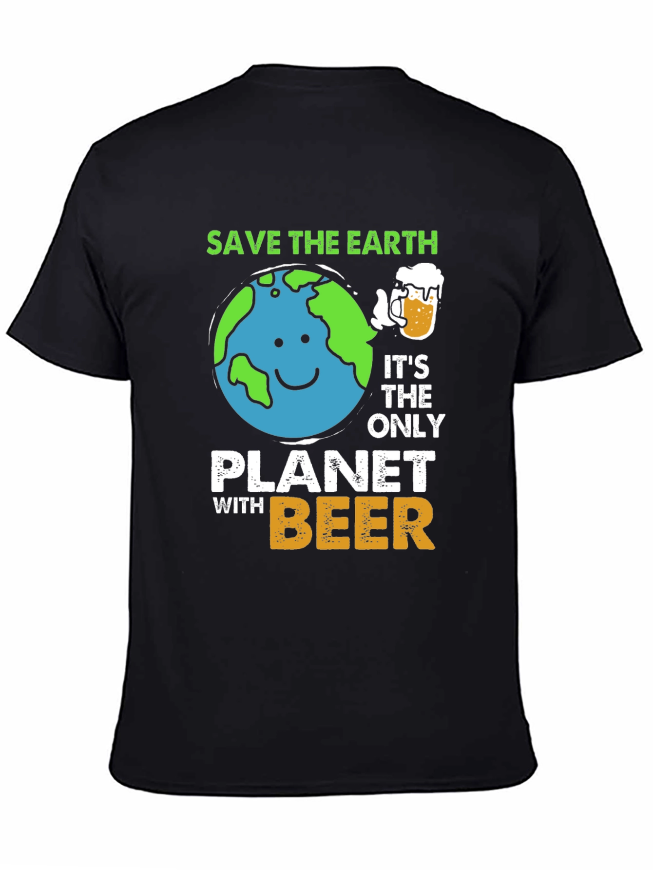 Black Save The Earth Planet Beer T-Shirt view 4