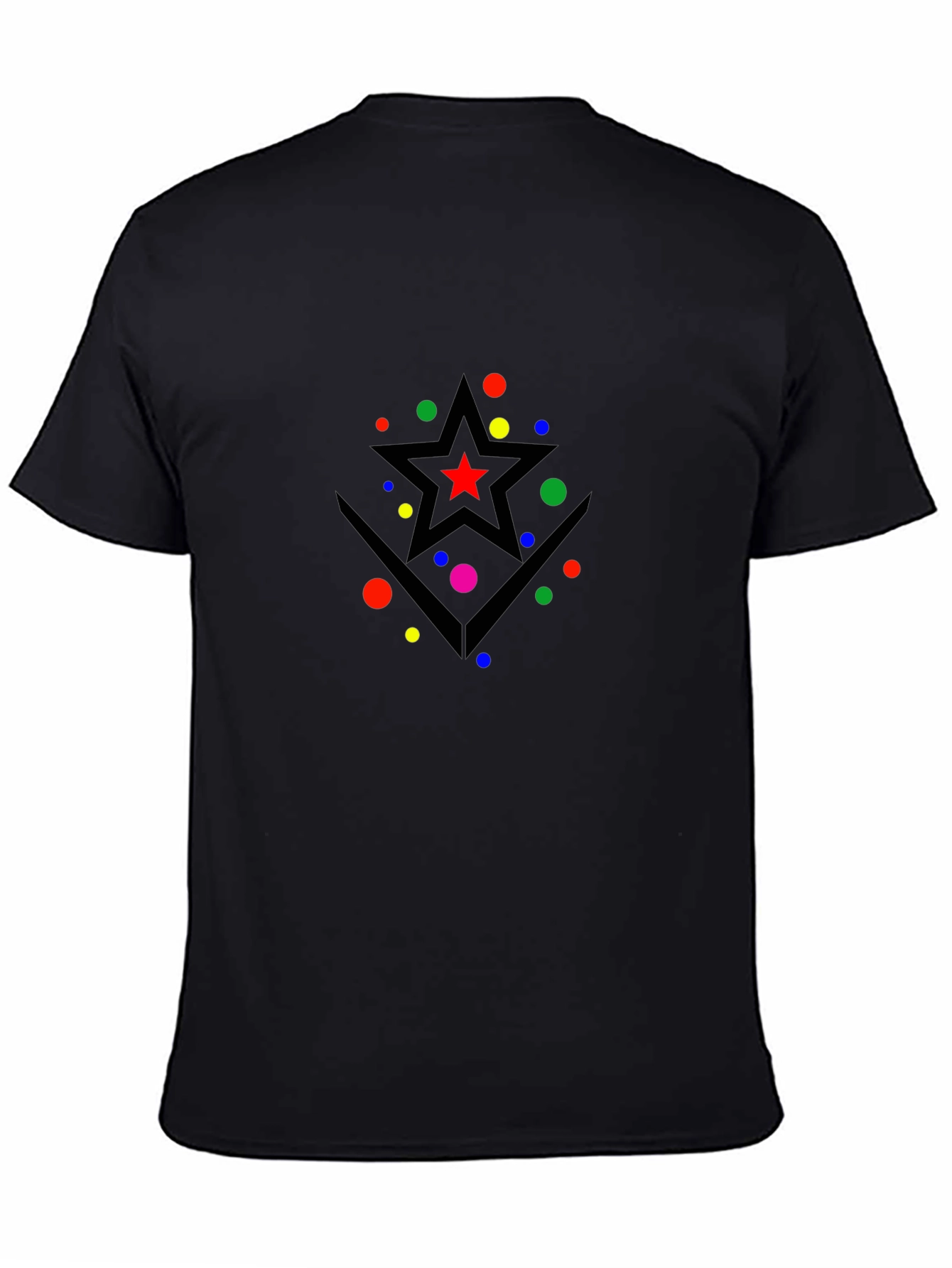 Black Starry Geometric Graphic T-Shirt - Modern Black Tee view 4