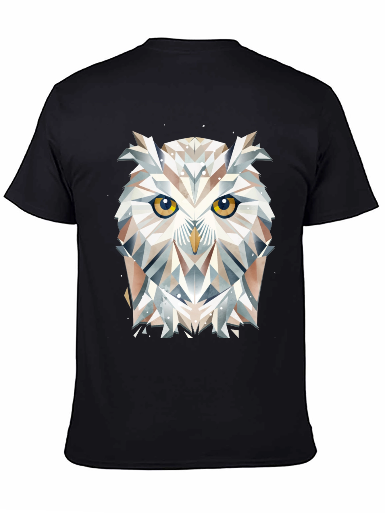 Black Geometric Owl Graphic Black T-Shirt view 4