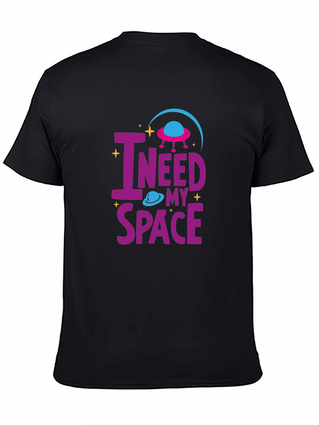Black I Need My Space T-Shirt Alien UFO Design view 4