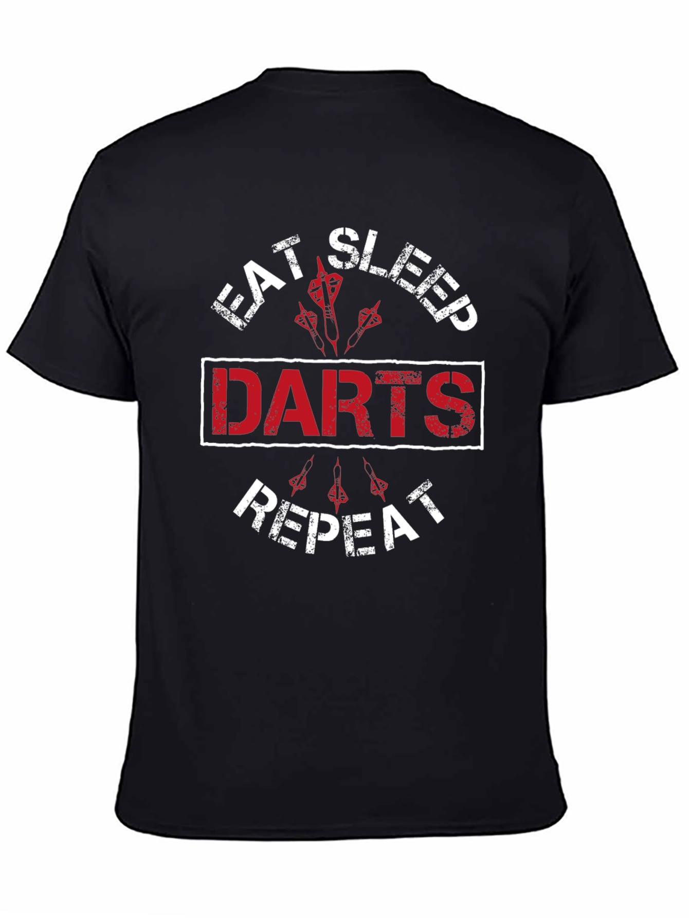 Black Eat Sleep Darts Repeat - Funny Dart Player T-Shirt view 4