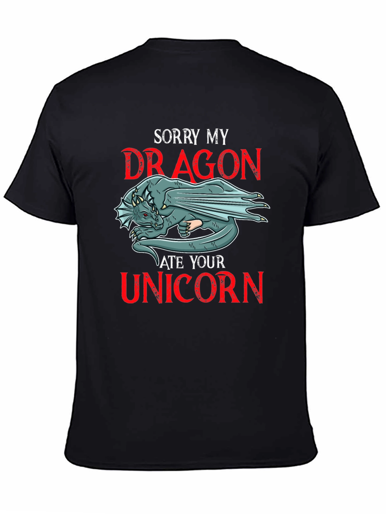 Black Sorry My Dragon Ate Your Unicorn Graphic Tee view 4