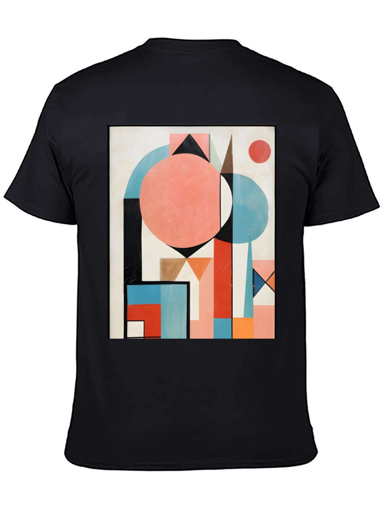 Black Abstract Geometric Art T-Shirt - Modern Graphic Tee view 4