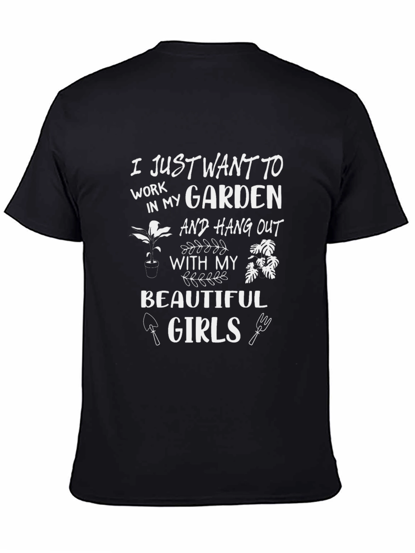 Black Gardener T-Shirt - Beautiful Girls Garden Design view 4